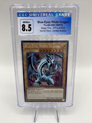 Yugioh CGC 8.5 Mint Blue Eyes White Dragon Secret Rare Edition CT14-en002 Graded-image
