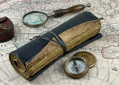 Vintage Handmade Scroll Leather Journal Travel Diary Leather Bound Notebook 9x6