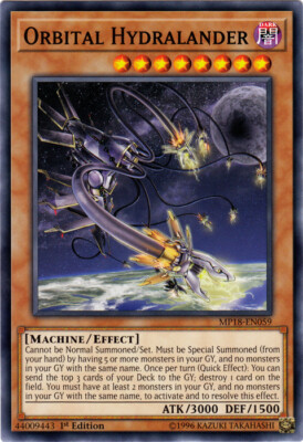 YGO-3x-Near Mint-Orbital Hydralander - MP18-EN059 - Common - 1st Edition-2018 Me-image