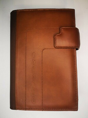 Piquadro Leather Synthetic Agenda Planner Organizer Cover Brown Medium Italy-image