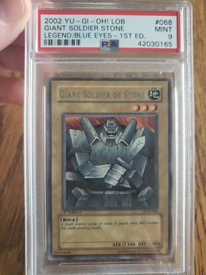 2002 Yu-Gi-Oh LOB-068 Giant Soldier Of Stone Legend Blue Eyes 1st Ed. PSA Mint 9-image
