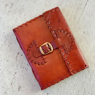 Red Leather Travel Journal Genuine Bullhide Leather Book Rustic backpack Noteboo-image
