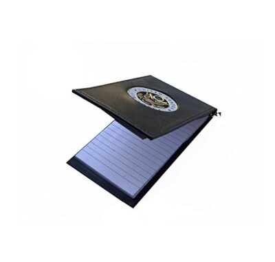 Military Spiral Notebook Case with Medallion, 5 Style Note pads, Black - 3