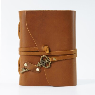 US Notebook with Lock - Vintage Leather Journal - Handmade Cotton Paper Diary-image