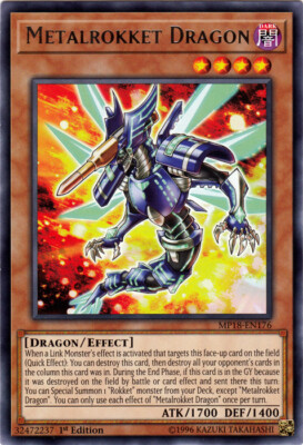 YGO-3x-Near Mint-Metalrokket Dragon - MP18-EN176 - Rare - 1st Edition-2018 Mega--image