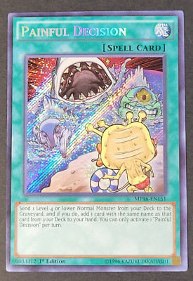 Yugioh TCG- Painful Decision - MP16-EN151 Light Play LP - Secret Rare - 1st 2016-image