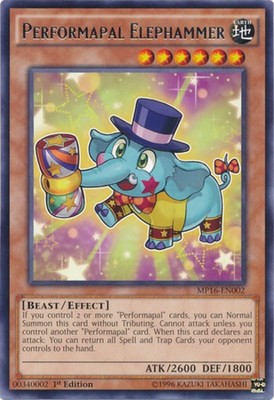Performapal Elephammer - MP16-EN002 - Rare - 1st Edition Near Mint 2016 Mega Tin-image