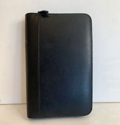 Daytimer 6 Ring Zip Planner Organizer Daytimer Faux Black Leather-image