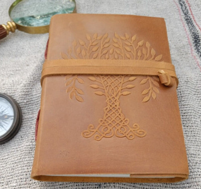 Tree Of Life Leather Journal for Women and Men, Vintage Cotton paper notebook-image