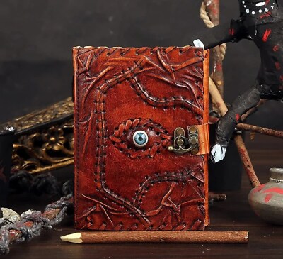 Handmade Halloween Props Leather Grimoire Journal Diary For Unisex Adult-image