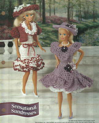 NEW 2 SENSATIONAL SUNDRESSES FASHION DOLL ANNIE'S CROCHET PATTERN INSTRUCTIONS-image