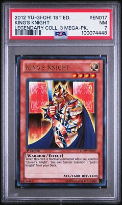 2012 YU-GI-OH! LEGENDARY COLLECTION 3 MEGA-PACK EN017 KING'S KNIGHT 1ST ED PSA 7-image