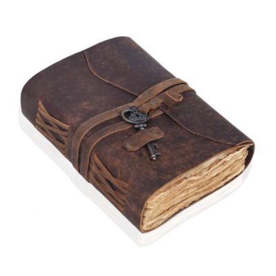 Vintage Leather Journal - Antique Handmade Leather Bound journal with deckle ...-image