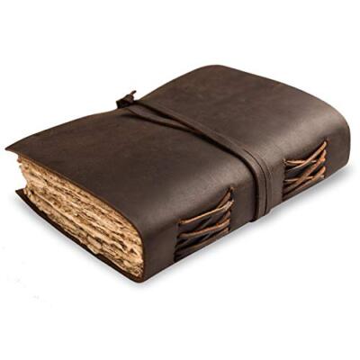 Leather Journal-Vintage Leatherbound Journal - Handmade Antique Deckle Edge P...-image