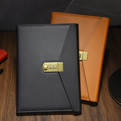 PU Leather Journal With Lock A5 Notebook Lined Paper Writing Diary 300 Pages-image