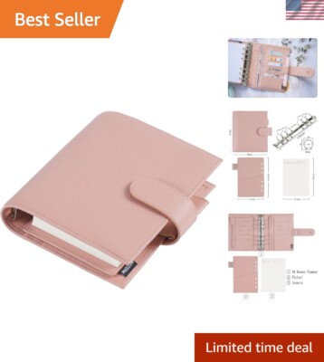 Stylish A6 Rings Planner – Durable Genuine Leather Organizer with Dual Clasps-image