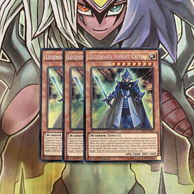 DRL2-EN002 x3 Legendary Knight Critias Secret Rare Excellent Condition Yugioh-image
