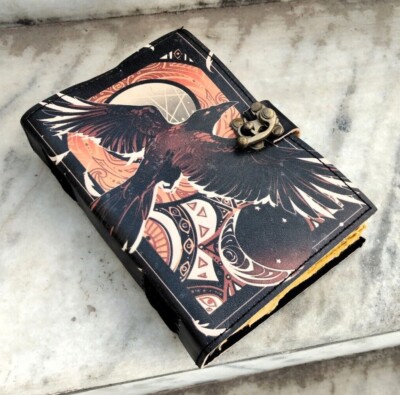 Leather Sketch book 200 Deckle Page Vintage Gift for Him Gift for Her C-lock-image