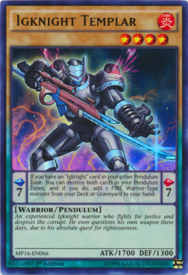Igknight Templar - MP16-EN066 - Ultra Rare - 1st Edition NM YuGiOh!  2016 Mega-T-image