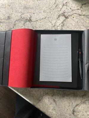 Leather Tudor Note Book With Pen. Black/red-image
