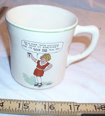 RADIO ORPHAN ANNIE & SANDY OVALINE CERAMIC MUG 1930s PREMIUM-image