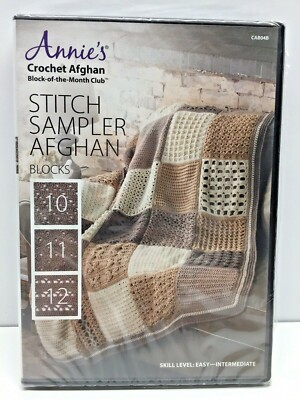 NEW! Annie's Crochet Afghan - Stitch Sampler Afghan BLOCKS 10, 11, 12 (DVD 2018)-image