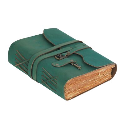 Vintage Leather Journal – 200 Handmade Vintage Deckle Edge Paper – Leather bo...-image