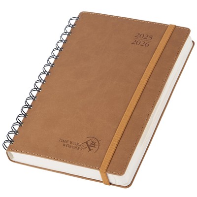 Daily Planner 2025-2026 One Page per Day (6'' x 8.5'') with Spiral Bound Leat...-image