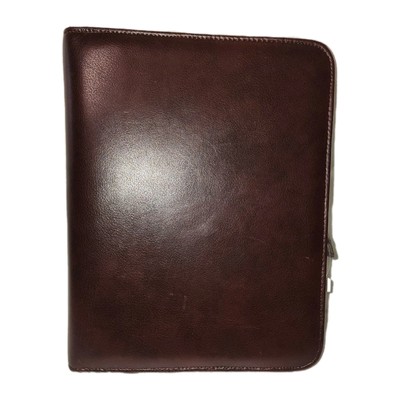 Day Timer Business Organizer Planner 7 Ring Zip Binder Brown Leather 12