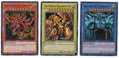 YuGiOh Egyptian God Card Set Slifer Ra Obelisk LC01-EN001 002 003-image