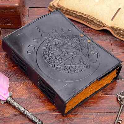 Book of Shadows, Grimoire Vintage, Leather Journal, Magick book, blank spell,-image