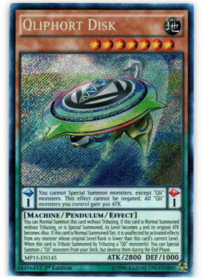 Qliphort Disk - MP15-EN145 - Secret Rare - 1st Edition NM YuGiOh!  2015 Mega-Tin-image
