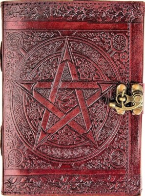 Handmade Leather Diary Embossed with star double wolf with Antique lock 240 Page-image
