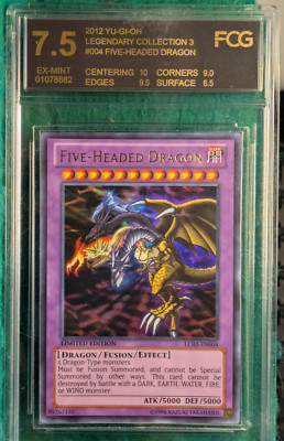 2012 yu-gi-oh Legendary collection 3 #004 Five Headed Dragon, FCG 7.5-image