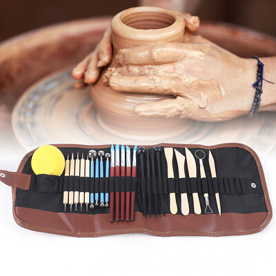 24 Pieces Art Clay Pottery Modeling Sculpting Tools Kit Set DIY Ceramics Carving-image