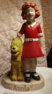  Vintage Hand-painted Little Orphan Annie & Dog Sandy Ceramic Figurine -image