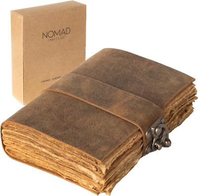 Vintage Leather Journal with Gift Box - Old Leather Bound Grimoire, Sketchbook, -image