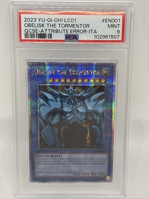 PSA 9 2023 Yu-Gi-Oh! LC01 25th Obelisk The Tormentor QCSE Att Error Ita EN001-image
