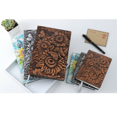 Embossed Leather Cover Retro Vintage Journal Notebook Lined Paper Diary Planner -image