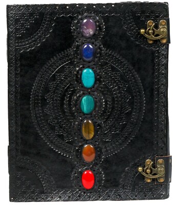 Leather journal Seven Stone Black journal travel journal leather dairy notebook.-image