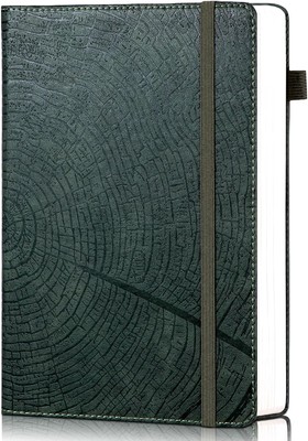 CAGIE Lined Journal for Men Women, Tree Growth Ring Leather Bound Dark Green -image