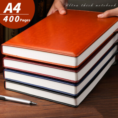 Thick PU Leather Journal A4 Notebook Lined Paper Writing Diary 400 Pages Planner-image