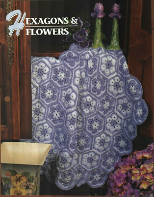 NEW HEXAGONS & FLOWERS AFGHAN ANNIE'S CROCHET CLUB PATTERN INSTRUCTIONS-image