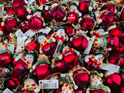 Ganz Jingle Bell Snowman Christmas Ornament A-K Family Pre-Personalized-image