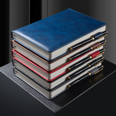 Thick 360 Pages PU Leather Office Journal A5 Notebook Lined Paper Writing Diary-image