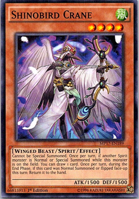 Shinobird Crane MP17-EN189 Yu-Gi-Oh! Card Light Play 1st Edition-image