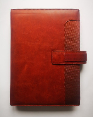 Piquadro Leather Agenda Planner Organizer Cover Red & Brown Large Italy-image
