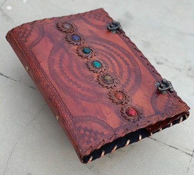 Leather 2 Ring Binder Grimoire leather binder Cover Notebook Large 7x10 Folder-image