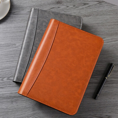 Faux Leather Zipper Journal Business Notebook Paper Writing Diary 160 Pages-image