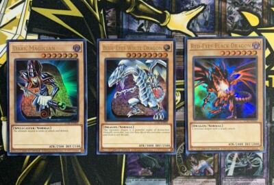 ( DARK MAGICIAN + BLUE-EYES WHITE DRAGON + RED-EYES ) Set - Ultra Rare LC01 25th-image